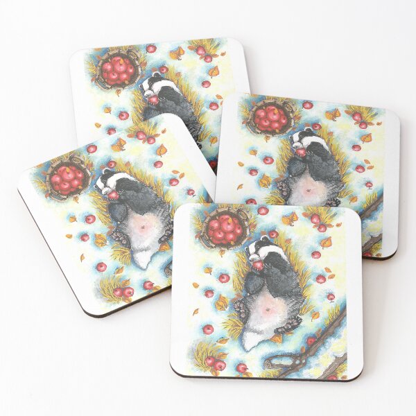Item preview, Badger eating winter apples designed and sold by Margaret Ashenbach.