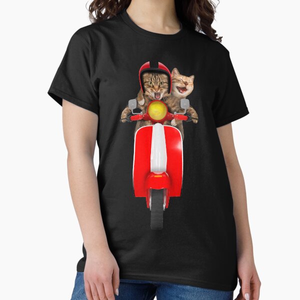 Vista previa del artículo con la obra «Gatos montando motocicleta (BG oscuro)», diseñado y vendido por Livity.