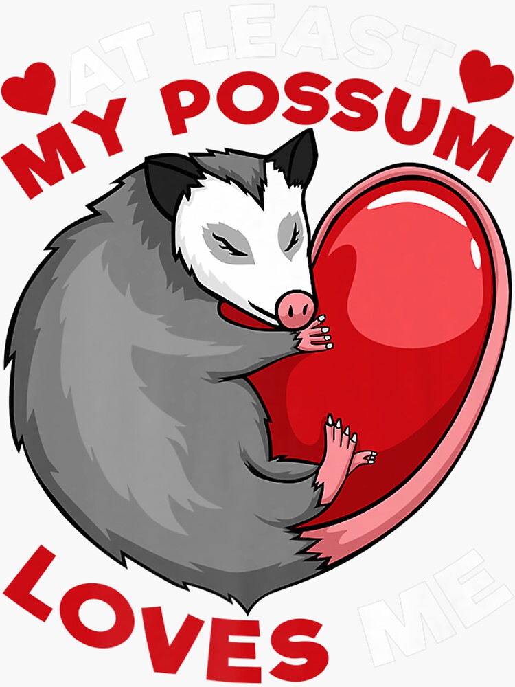 Possum Love Red Valentine Heart Opossum Lovers T Possum Sticker By