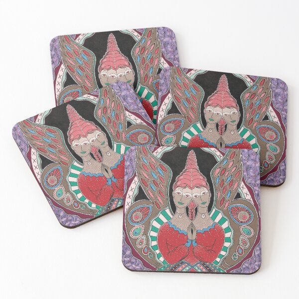 Item preview, Their Were Never Such A Pair Of Sisters - Red and Violet colour-way for cushions. designed and sold by Joanna Swan.