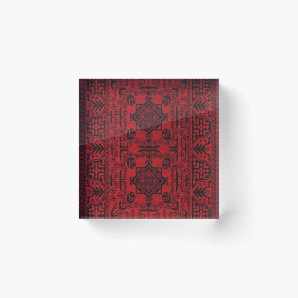 Item preview, Red color afghan silk carpet design designed and sold by aysha Irshad.