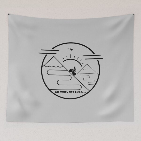 Item preview, Cyclist Climbing Mountains Black Line Art designed and sold by RabeDesigns.
