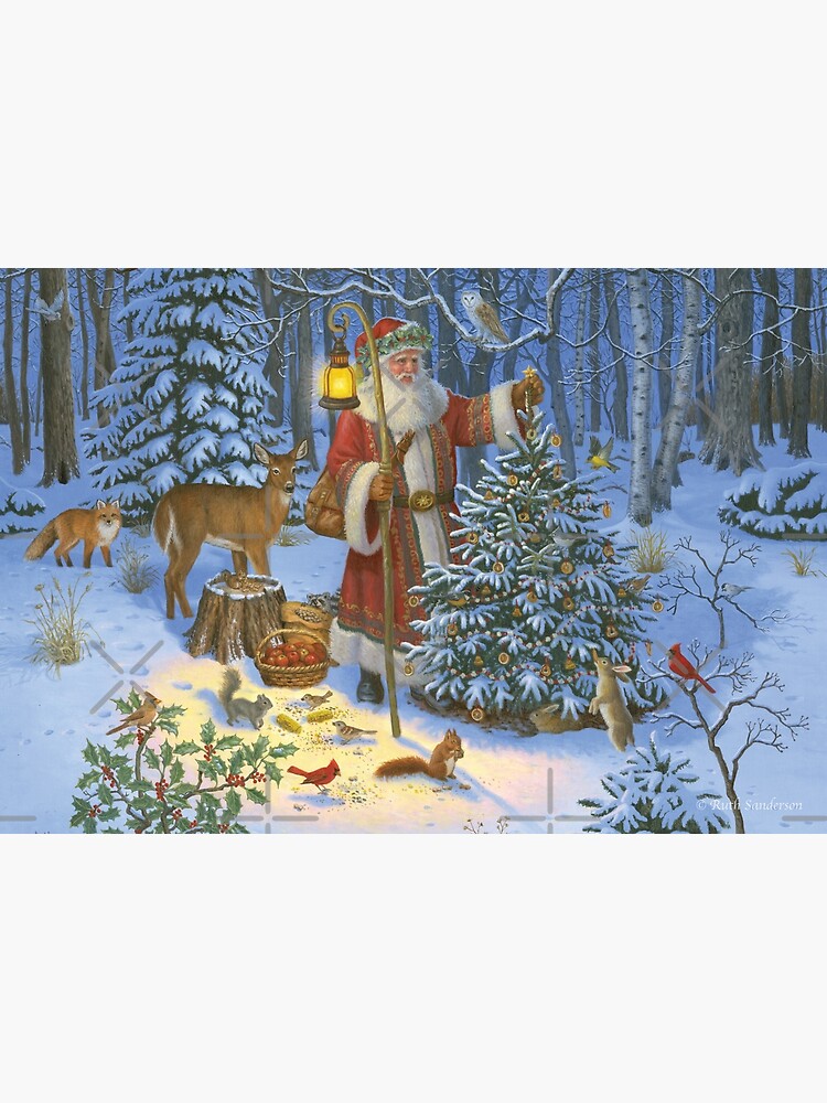 Thumbnail 3 of 3, Canvas Print, Santa Claus and the Animals' Christmas Tree designed and sold by RuthSanderson.