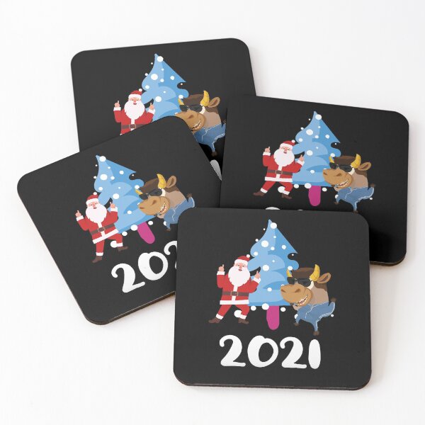 Item preview, Funny Ox In Sunglasses With Dancing Santa New Year 2021 Chinese Zodiac Animal Ox Cool Xmas Gift designed and sold by FunnySunny T-Shirts.