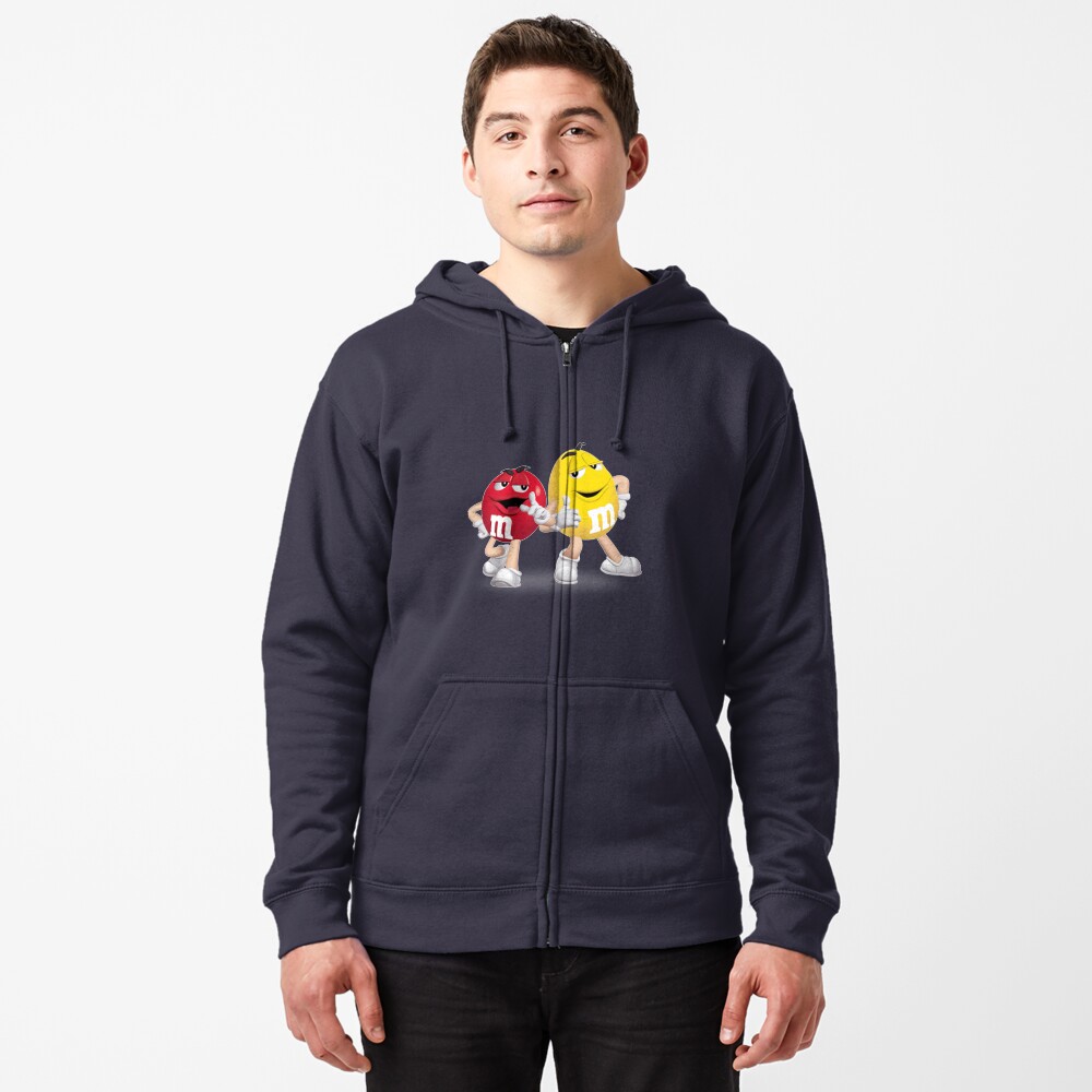 m&m's red and yellow Zipped Hoodie