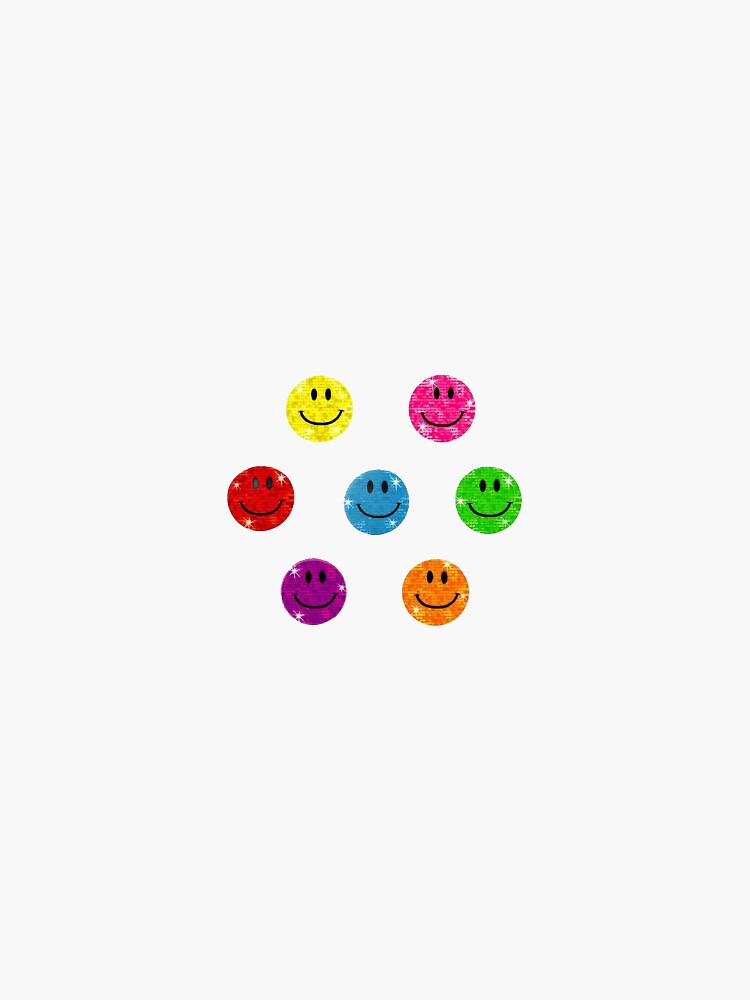 Rainbow Glitter Y2k Smiley Face Set Sticker For Sale By Mandynl15