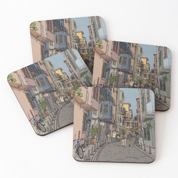 Item preview, An Urban sketch - Balat, Istanbul, Turkey. Colorful illustration designed and sold by NaliniLe.