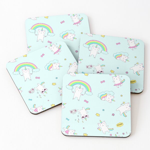 Item preview, Cute Unicorn Kitty on pale blue background designed and sold by colourfulslug.