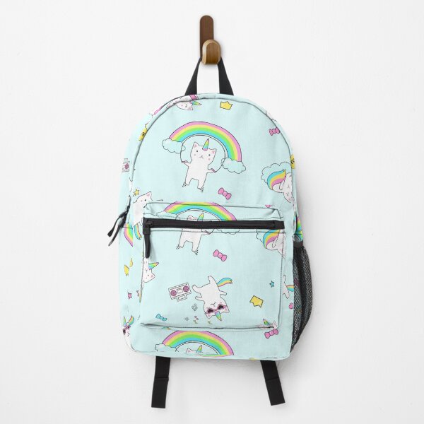 Item preview, Cute Unicorn Kitty on pale blue background designed and sold by colourfulslug.