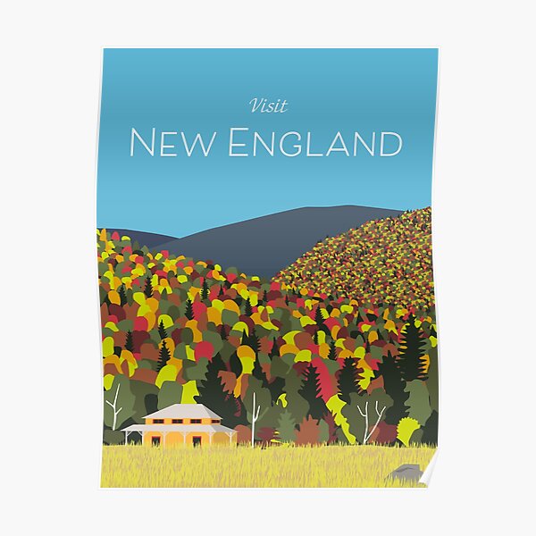 New England retro travel poster Poster