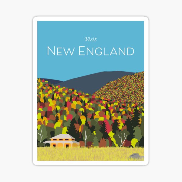 New England retro travel poster Sticker