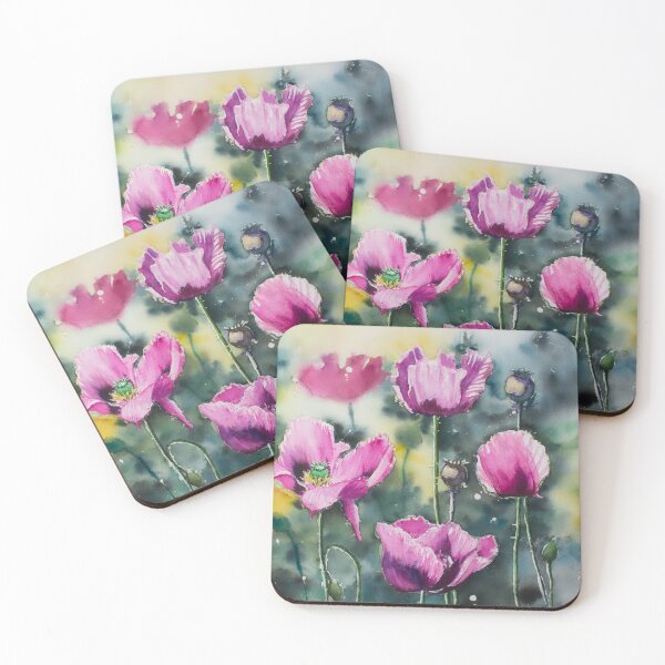 Item preview, Purple Poppy Flowers Watercolour Painting designed and sold by Monika's Painting.