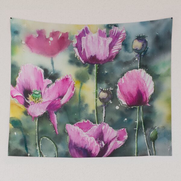 Item preview, Purple Poppy Flowers Watercolour Painting designed and sold by Monika's Painting.