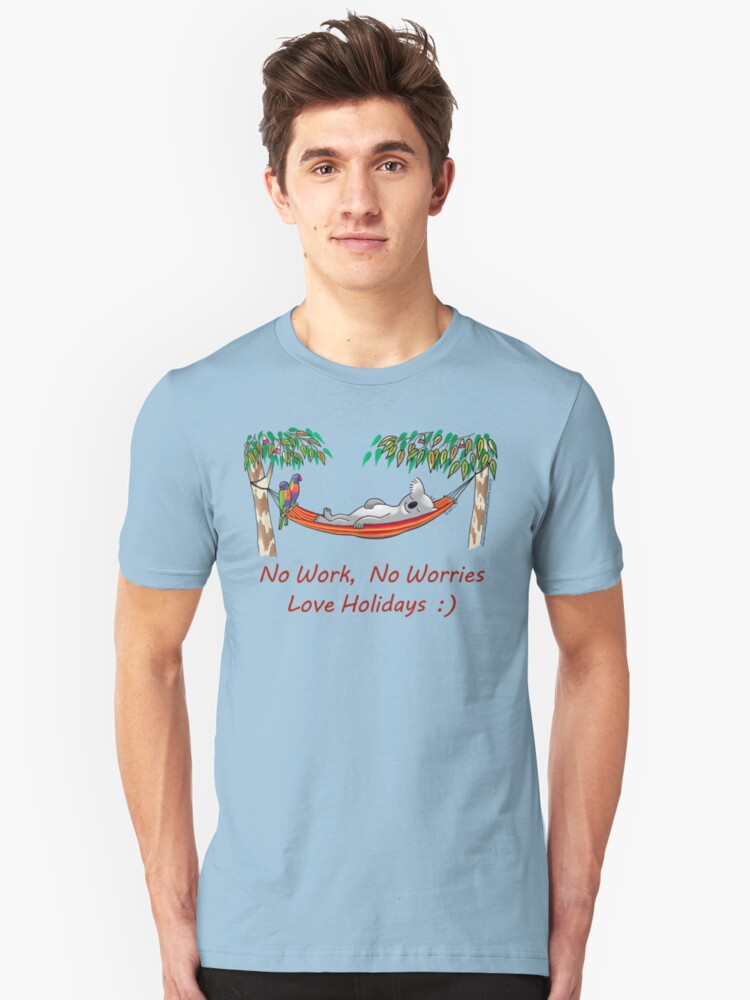 Alternate view of Hammock Sleeping Koala - No work, no worries Slim Fit T-Shirt