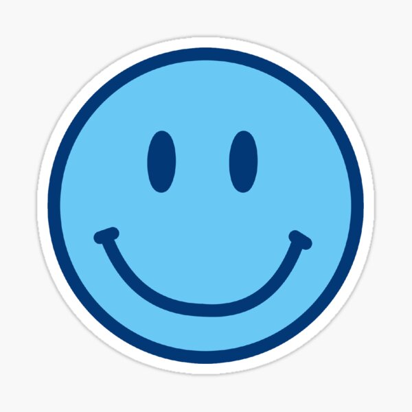 Blue Smiley Face Sticker By Kerrino Redbubble