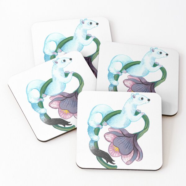 Item preview, Ermine stoat sitting on a crocus flower designed and sold by Aimee Lockwood.