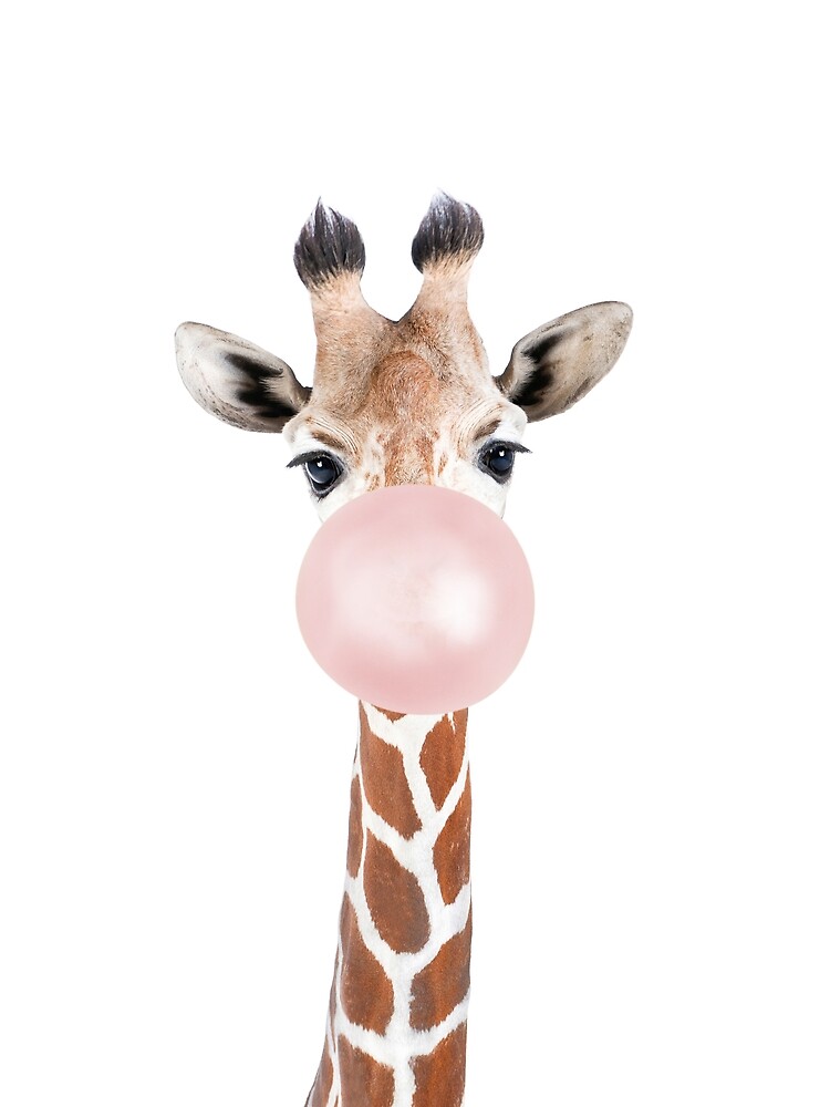 Disover Bubble gum giraffe Premium Matte Vertical Poster
