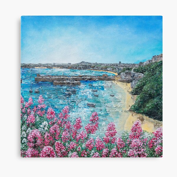 Newquay Harbour, North Cornwall Art Canvas Print