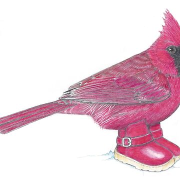 Artwork thumbnail, Cardinal in Snow Boots by JimsBirds