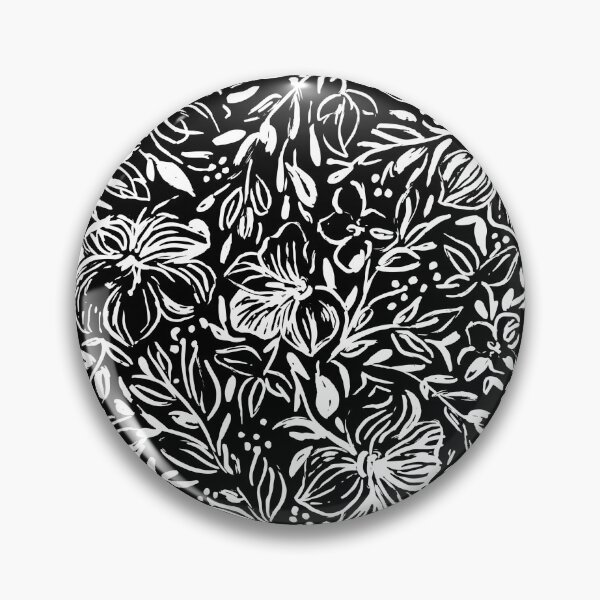 Item preview, Hibiscus flowers in black and white ink designed and sold by Lolah-Studio.