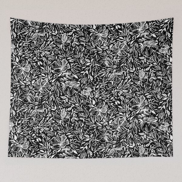 Item preview, Hibiscus flowers in black and white ink designed and sold by Lolah-Studio.