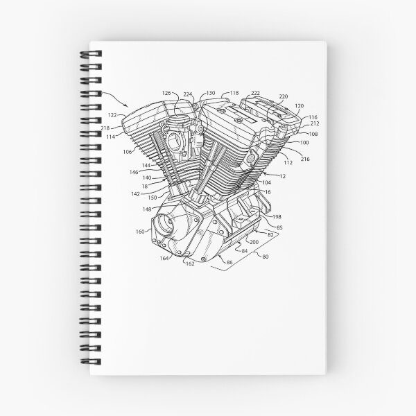 Item preview, Chopper Motorcycle Bike Engine V-Twin Scheme Technical Drawing Blueprint designed and sold by FP-POD.