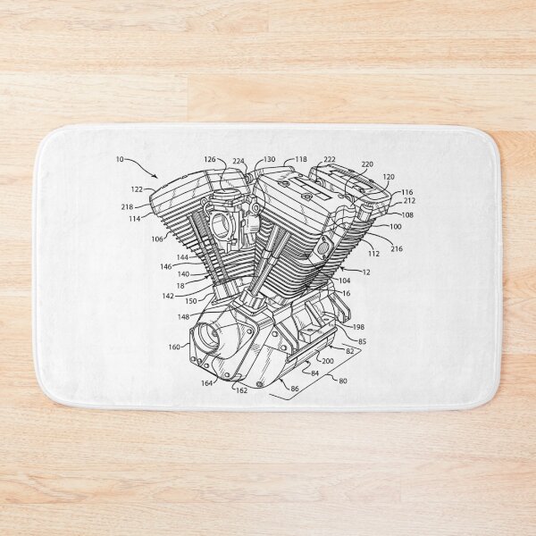 Item preview, Chopper Motorcycle Bike Engine V-Twin Scheme Technical Drawing Blueprint designed and sold by FP-POD.