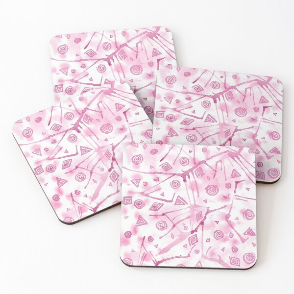 Aperçu de l'œuvre Art de l'aquarelle - Géométrique rose et spirales créée et vendue par lucyideas.