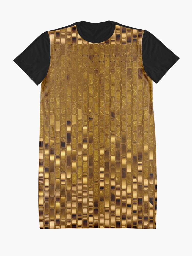 Alternate view of Gold Sequin PRINT Texture | Gold Metallic PRINT Texture | 70s Disco Inspired Graphic T-Shirt Dress