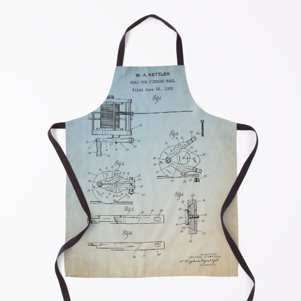 Item preview, Drag for fishing reel 1962 patent blue antique designed and sold by InkedArtPrints.
