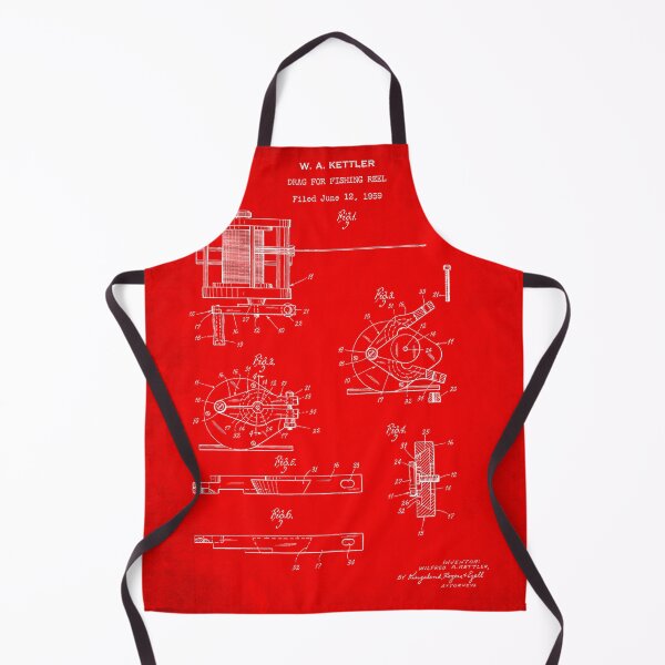 Item preview, Drag for fishing reel 1962 patent red antique designed and sold by InkedArtPrints.