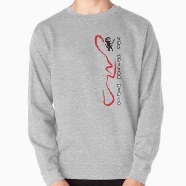 The Guitar Ninja Logo and Red Swirls Pullover Sweatshirt