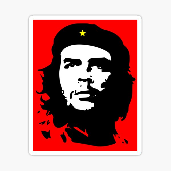 STICKER CHE GUEVARA PORTRAIT FOND NOIR ROUGE VINYLE AUTOCOLLANT