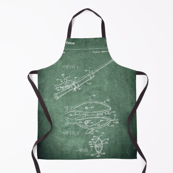Item preview, Fish hook retainer 1977 patent green chalkboard designed and sold by InkedArtPrints.