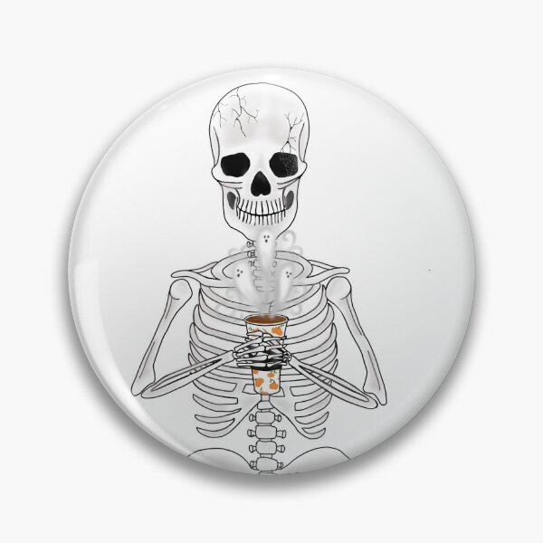 Item preview, skeleton with pumpkin latte illustration designed and sold by EmiGdesigns.