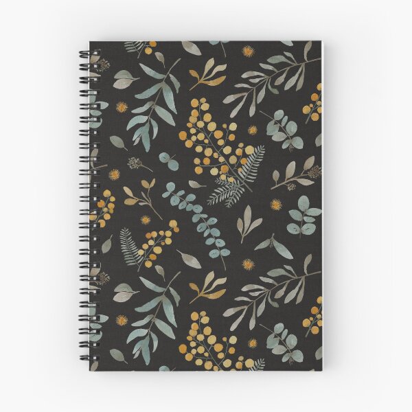 Artikelvorschau, Australischer einheimischer Zweig Eukalyptus Aquarell Blumenschwarz entworfen und verkauft von Lolah-Studio.