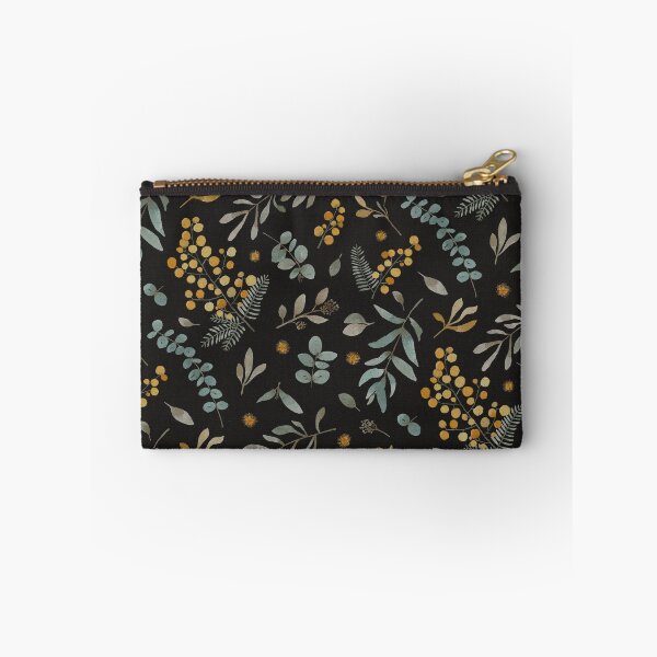 Item preview, Australian native wattle eucalyptus watercolor floral black designed and sold by Lolah-Studio.