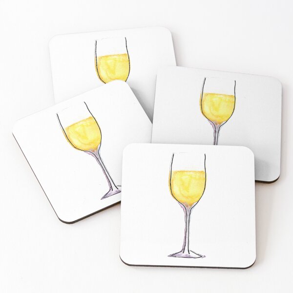 Item preview, glass of white wine watercolor illustration designed and sold by EmiGdesigns.