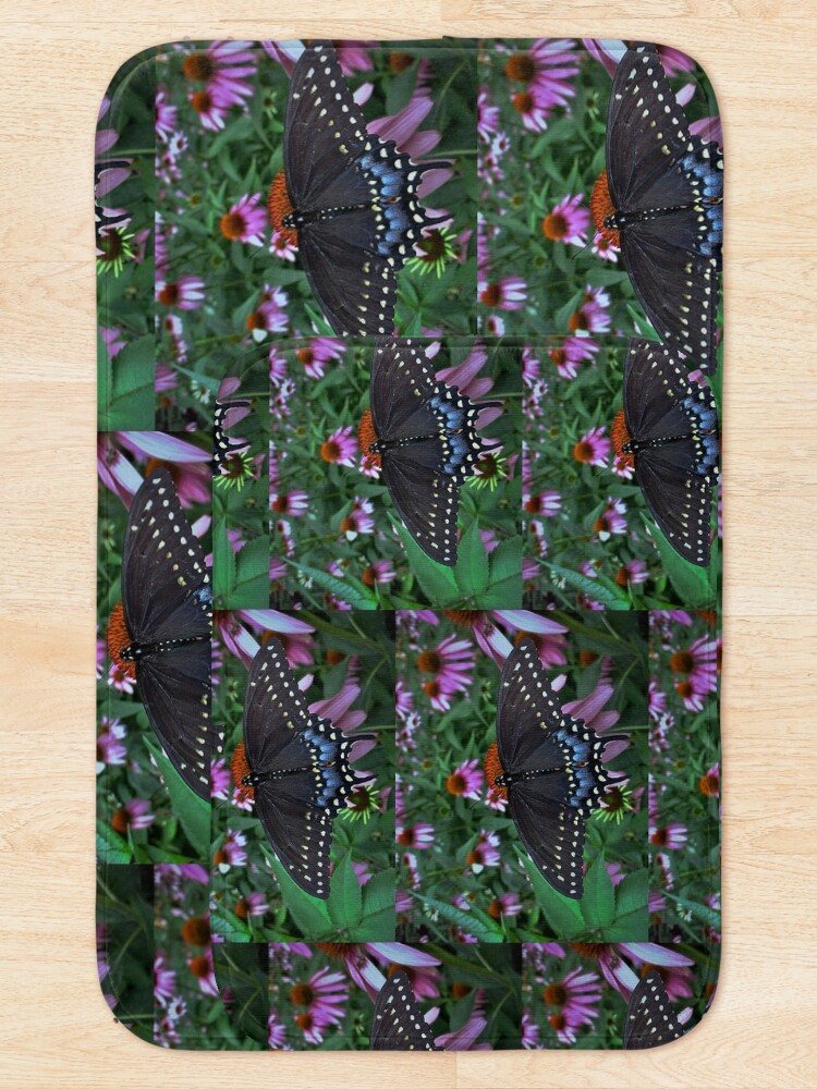 Alternate view of Black Swallowtail Butterfly before flying in search of sun By Yannis Lobaina Bath Mat