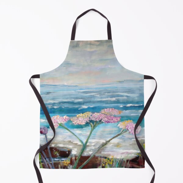 Item preview, Rølliker og Østersøen. Pink flower and the Baltic Sea. Original painting by Susanne Anker designed and sold by Susanne Anker.