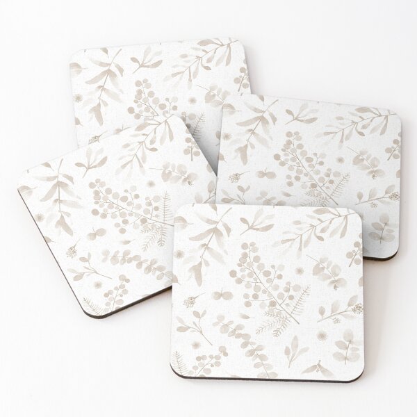 Item preview, Australian native flora watercolor sunshine wattle eucalyptus beige designed and sold by Lolah-Studio.
