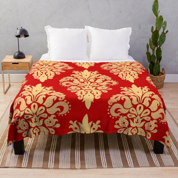 Item preview, Red and Gold Christmas Damask Pattern designed and sold by Julie Erin Designs.