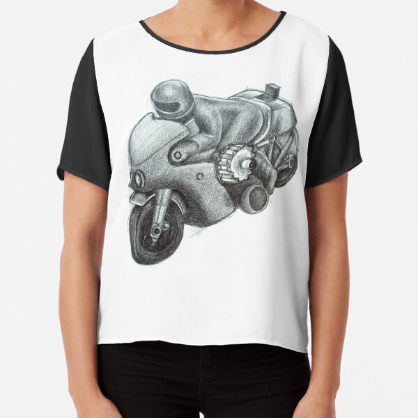 80s Toy Racing Motorcycle Chiffon Top