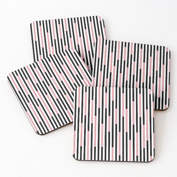 Item preview, Black white and pink black vertical line stripes designed and sold by Moyanana.