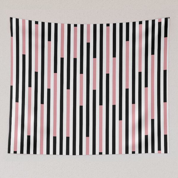 Item preview, Black white and pink black vertical line stripes designed and sold by Moyanana.