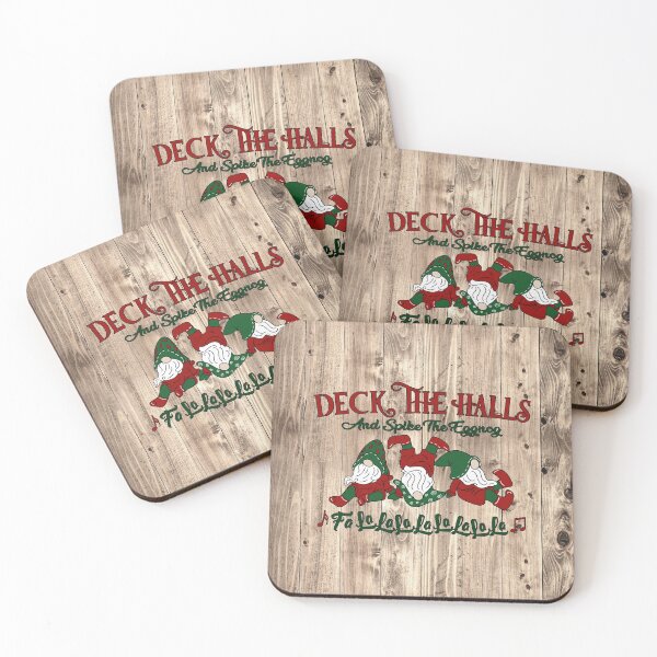 Item preview, Christmas Carol Eggnog Gnomes Deck The Halls designed and sold by ChicoryJunction.