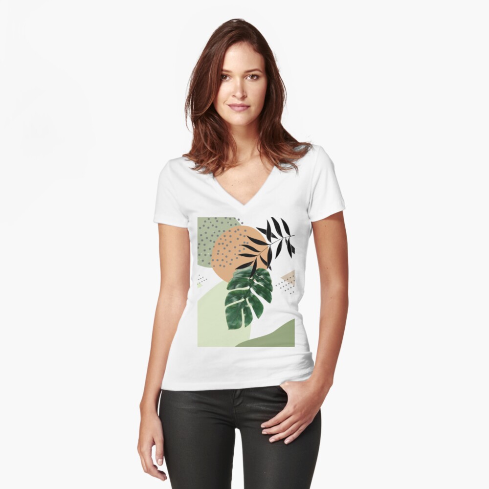 Vista previa del artículo con la obra «Camiseta entallada de cuello en V», diseñado y vendido por AbstractTrace.