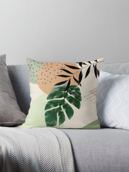 Artikel-Vorschau von Tropische Monstera abstrakte Kunst mit weichen Formen in warmen Erdtönen mit grünen Blättern I., designt und verkauft von AbstractTrace.
