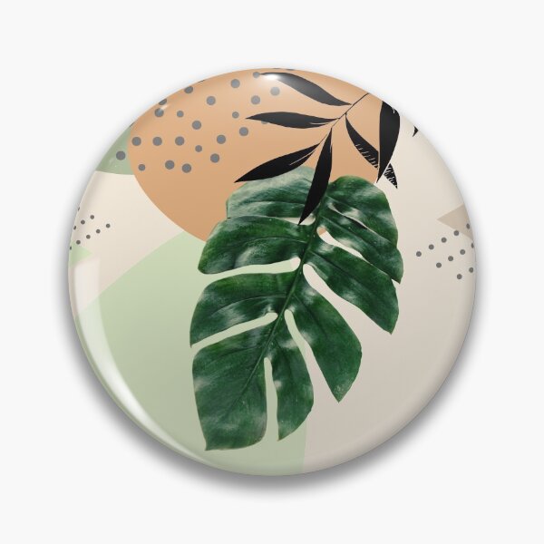 Item preview, Tropical Monstera Abstract Art with soft shapes in warm earthy tones with green leaves I designed and sold by AbstractTrace.