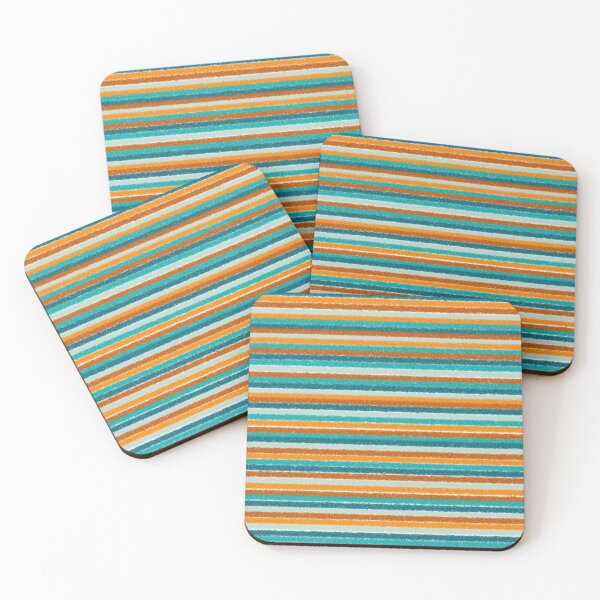 Item preview, Textured Summer Stripes Pattern in Orange, Rust, Turquoise, Teal, and White designed and sold by kierkegaard.